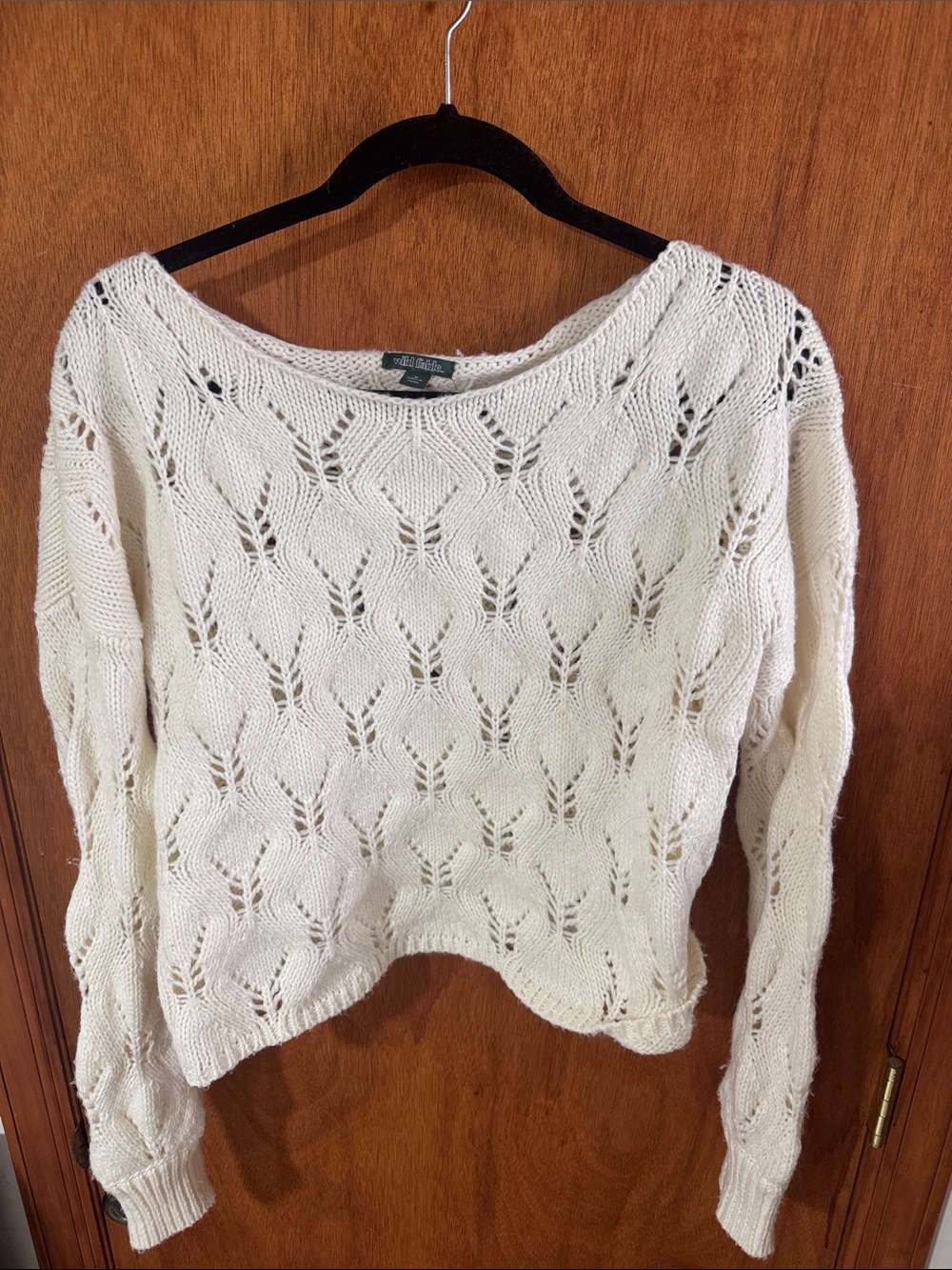 Wild Fable Cream Open-Knit Scoop Neck Sweater